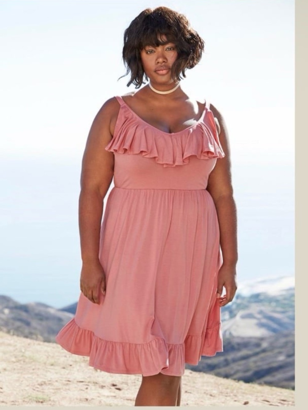 TORRID size 3 NWTS pink sundress with ruffle bodice ansnpockets